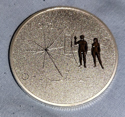 Moneda de Plata Pionera Desnudo Masculino Mujer Medalla Estrellas Planeta Retro Años 70 80 Inusual EE. UU. - Imagen 23 de 24