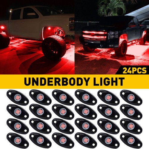 24pcs Red LED Rock Lights Underbody Trail Rig Glow Lamp Offroad SUV Pickup Truck - Picture 66 of 81