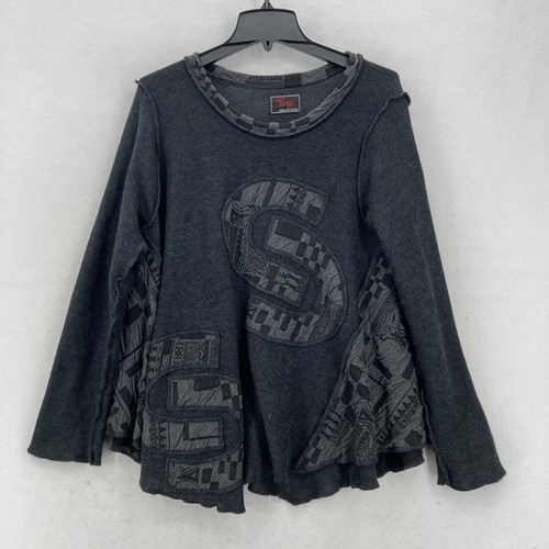 Prisa Collection Pullover Damen Einheitsgröße grau Wollmischung künstlerisch asymmetrisch