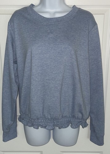 Michael Kors MK Sz Large Blue Cotton Blend L/S Pullover Sweatshirt EUC