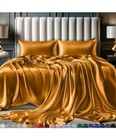 Decolure Satin Bed Sheet Set Gold Full Size 15" Deep Pocket