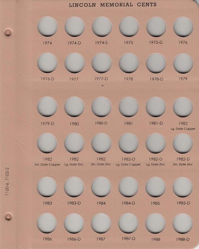 Dansco Replacement Page 6 For 7100 / 7102 2 Lincoln Memorial Cents 1974 - 1988 D - Picture 2 of 6
