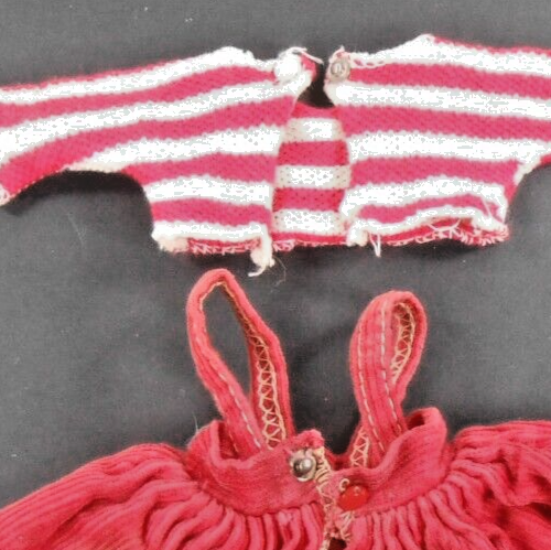 1950 Cosmopolitan Miss Ginger 10.5 Clothes Red Corduroy Jumper Red Striped Top - Picture 5 of 7