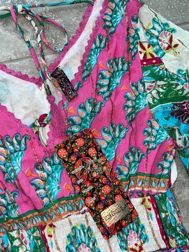 Anthropologie Me 2 Magic Floral Tiered Metallic Maxi Dress Romantic Flounce M - Picture 14 of 16