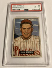 1951 Bowman #3 Robin Roberts Phillies HALL-OF-FAME PSA 4 VG/EX
