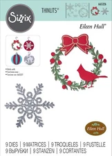 New Retired Sizzix Thinlits Wreath & Snowflake 9pc #665326 Retail $19.99 E. Hull