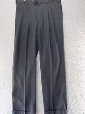 Geoffrey Beene Mens Dress Pants 34x32 Black Pin Stripe Cuffed Pleated