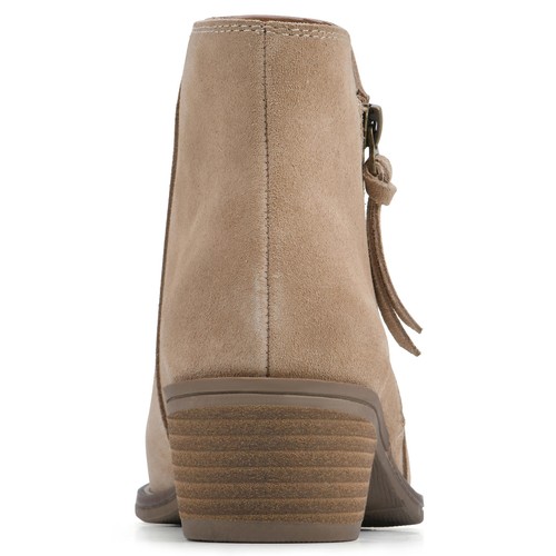 WHITE MOUNTAIN Women's Shoes Altos Block Heel Bootie, Black/Suede, 6 M - Photo 4 sur 7