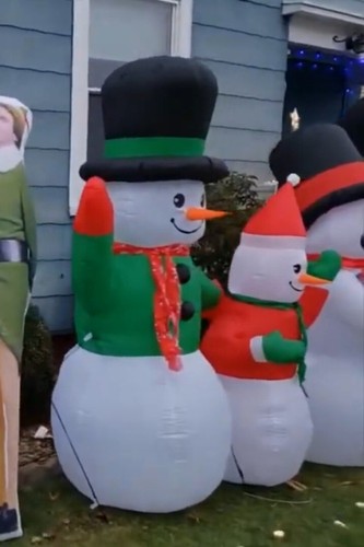Gemmy Christmas Airblown Inflatable 6.5 Ft Led Snowman Couple Decoration Yard - 第 3/3 張圖片