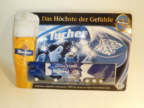 ++ H0 1/87 Mercedes Actros Koffer-Sattelzug Tucher Bier ICE TIGERS Nürnberg NEU - Picture 1 of 2
