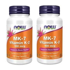 2 Pack Now Foods Mk-7 Vitamin K-2 100 mcg 120 Capsules