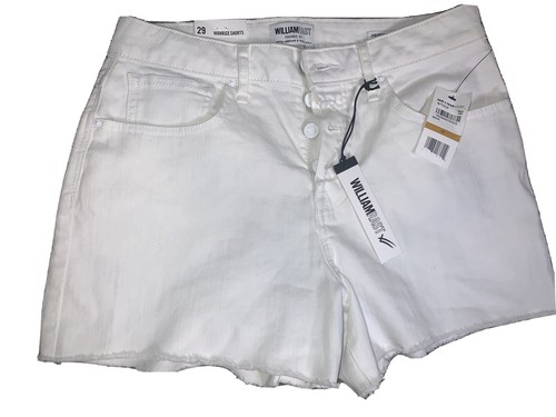 William Rast White Cutoff High Waisted Button Fly Denim Designer Jean Shorts-29 - Picture 2 of 5