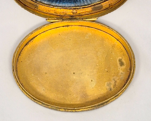 Antique vintage Guilloche Enamel Gilt Brass Trinket/Pill Box, France - Picture 9 of 11