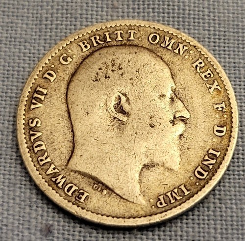 Moneda de tres peniques 1907 de plata maciza antigua antigua 3d Eduardiana Eduardiana - Imagen 1 de 2