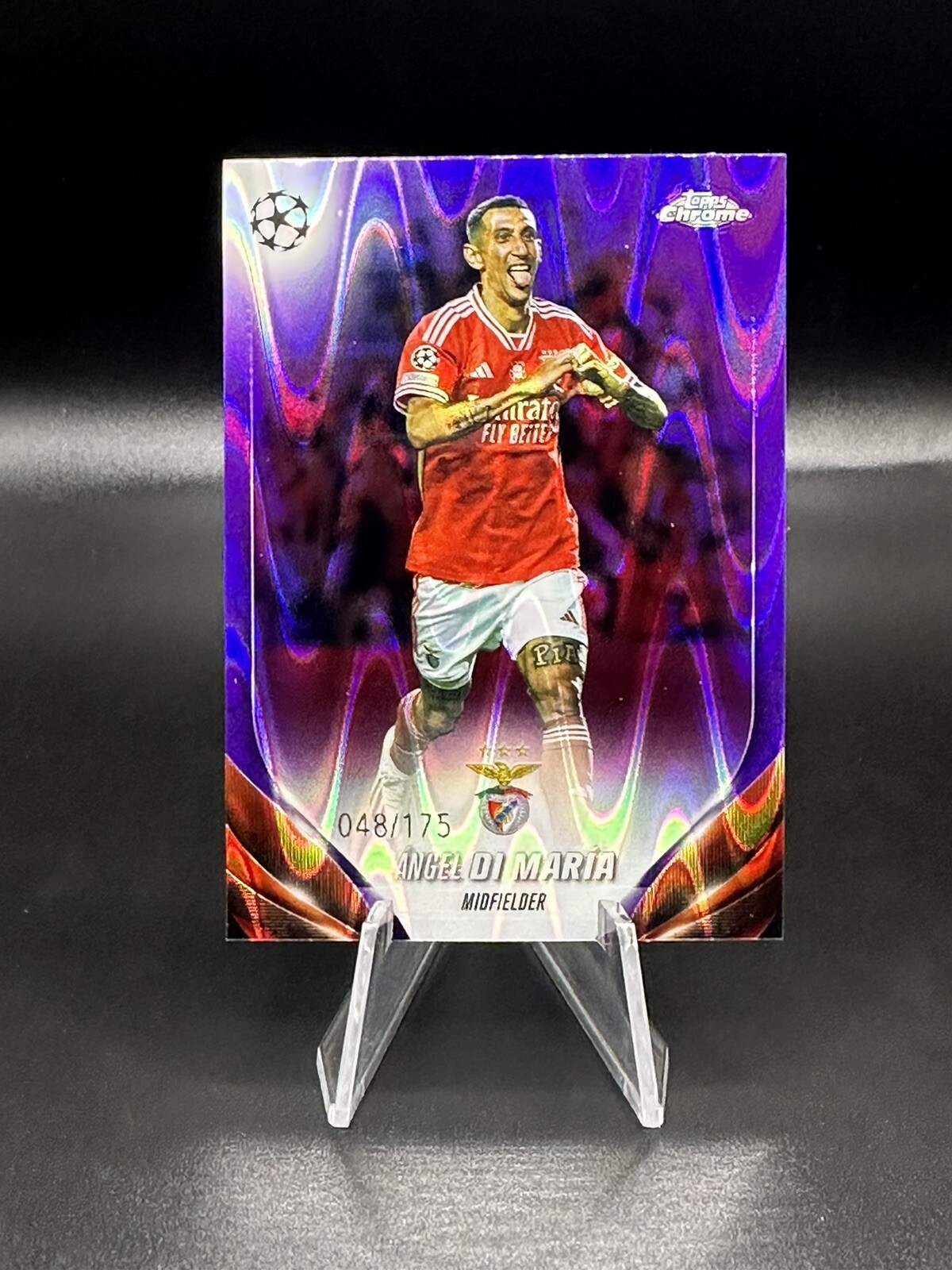 2023-24 Topps Chrome UEFA CC Angel Di Maria Purple Ray Wave /175 #53 Benfica