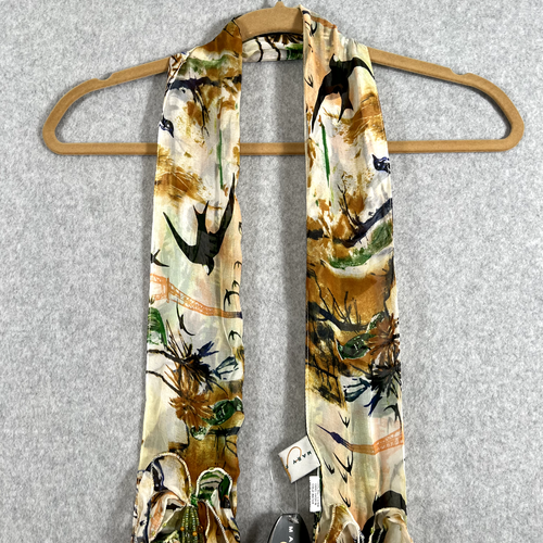 Mary Frances My Tie Bird Song Beaded & Floral Scarf With Fringe Multicolor NWT - Picture 14 of 20