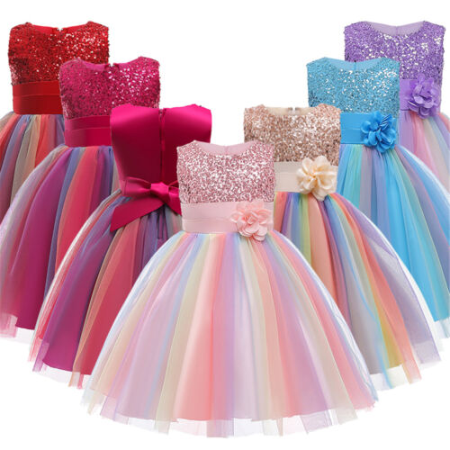 Robe fille fleur tout-petit demoiselle d'honneur fête de mariage anniversaire princesse tutu robe - Photo 1 sur 13