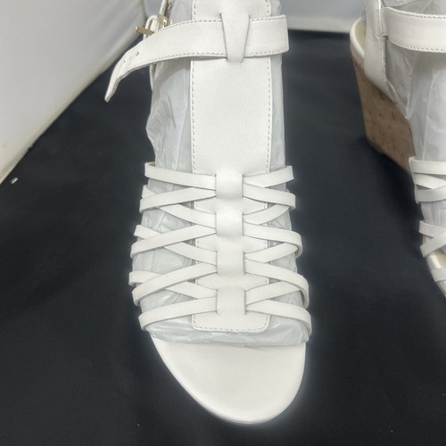 Isaac Mizrahi Live! Leather Fisherman Wedge Sandals White 8.5M - Picture 2 of 5