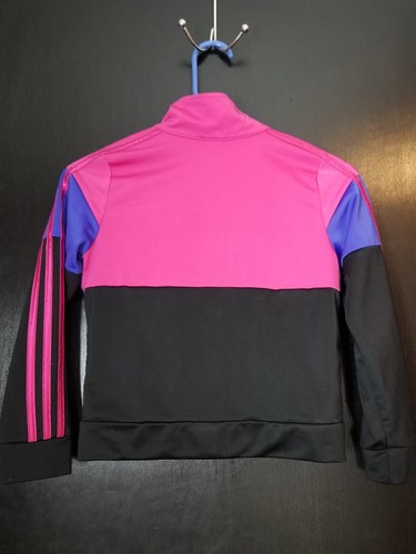 Adidas Girls Youth Small 7/8 Pink Purple Black Track Jacket Full Zip - Picture 5 of 5