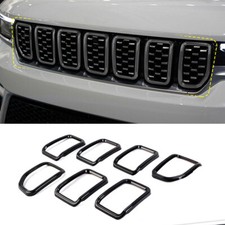 Black Front Grille Grill Inserts Ring Cover Trim Fit Jeep Grand Cherokee 2021-24 Black Front Grille Grill Inserts Ring Cover Trim Fit Jeep Grand Cherokee 2021-24