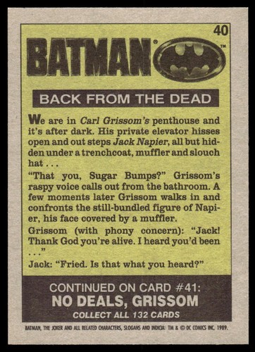 1989 Batman The Movie Series 1 #40 Trading Cards - Picture 2 of 2