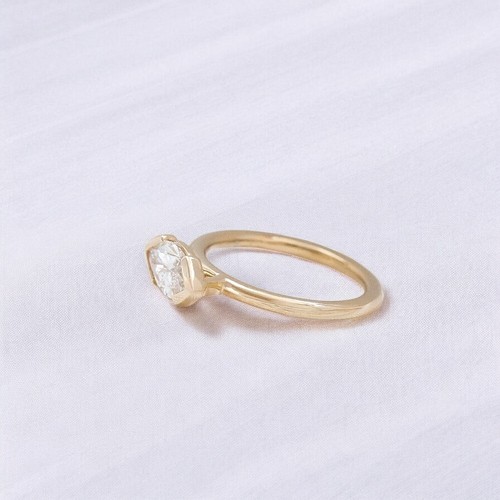 Anillo de boda de diamantes de oro IGI de corte marquesa de 1 quilate cultivado en laboratorio amarillo de 14 k - Imagen 3 de 14