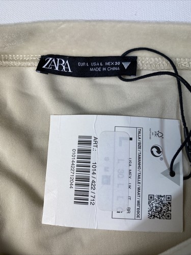 Zara Beige Beige Samt Velour Top Shirt Langarm Romantisch Gr. Large L - Bild 5 von 7