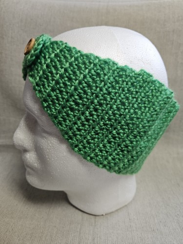Handmade Button Crochet Earwarmer Headband Green Medium/Large - Picture 2 of 4