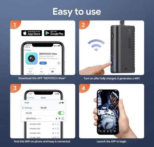 Wireless Endoscope Inspection Camera, IP67 Waterproof WiFi Endoscope Camera - Picture 4 of 11