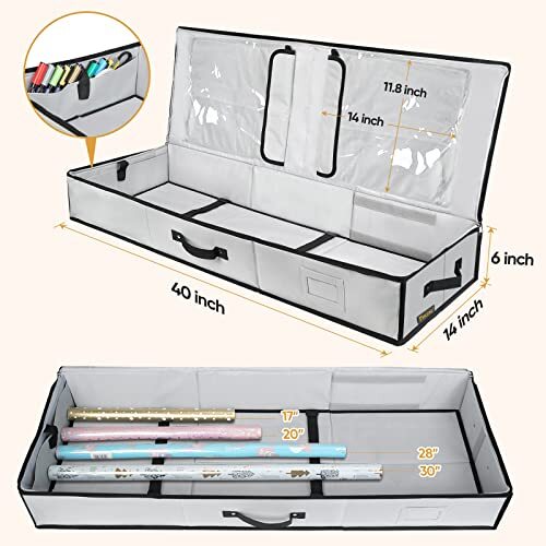 Geschenkpapier Aufbewahrung Organizer mit flexiblen Trennwänden und großem Grau - Bild 6 von 8