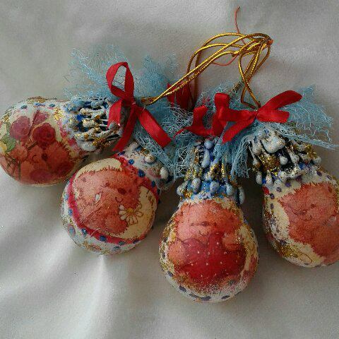 Set Christmas balls ornaments Tree toy Holiday Decor handmade Blue decorations  - Bild 11 von 11