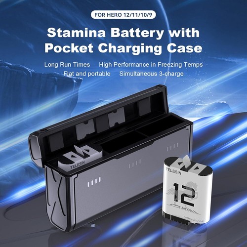 3 Steckplätzen Batterie Ladegerät +2× 1720mAh Akkus Für GoPro Hero 9 /10/ 11/ 12 - Bild 11 von 21