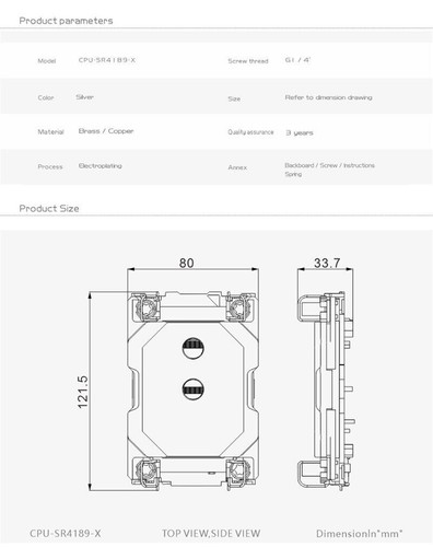 Bloque de agua CPU Granzon para radiador Intel LGA4189 cobre metal CPU-SR4189-X - Imagen 5 de 10