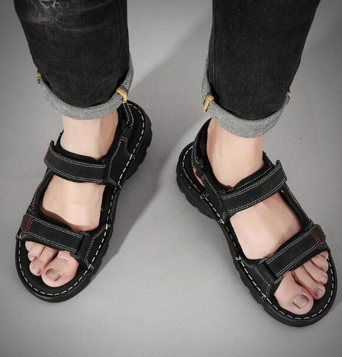 Sommer Herren Sport Sandalen Trekkingsandalen Leder Outdoor Sommer Freizeit DE - Bild 12 von 30