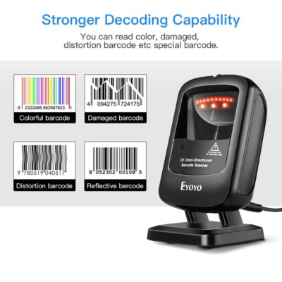 Eyoyo USB Handsfree 1D 2D Desktop Barcode Scanner Automatisches Lesegerät