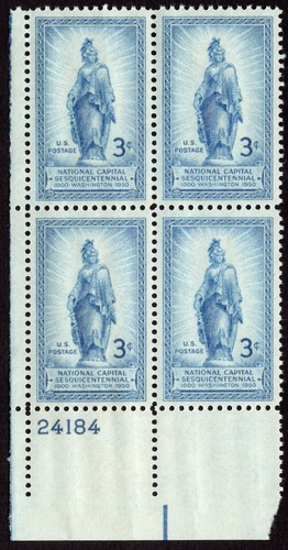 Scott #989 Statue of Freedom Plate Block of 4 Stamps - MNH P#24184 LL - Picture 1 of 2