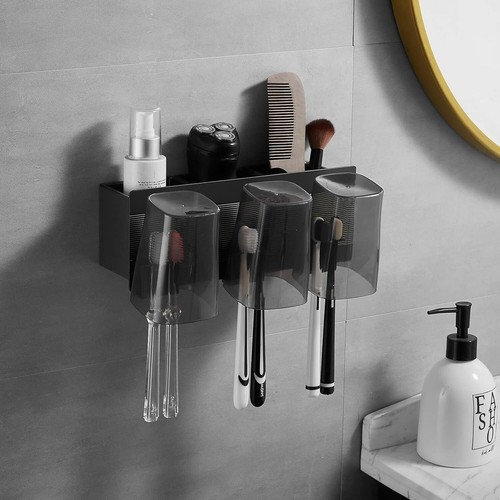 Zahnbürstenhalter selbstklebend Zahnbürstenhalter Bad Organizer 3 Fächer - Bild 5 von 9