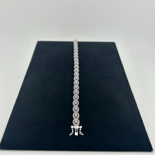 Women's Solid 925 Sterling Silver 3mm CZ Tennis Bracelet fancy 8" - Picture 4 of 6