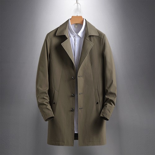 Mens Business Casual Lapel Collar Trench Coats Fashion Mid-Length Outwear Office - Bild 32 von 36