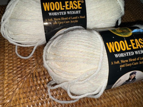 Lot of 2 Lion Brand Wool-Ease Worsted Yarn White Sparkle 162 yds - Picture 2 of 4