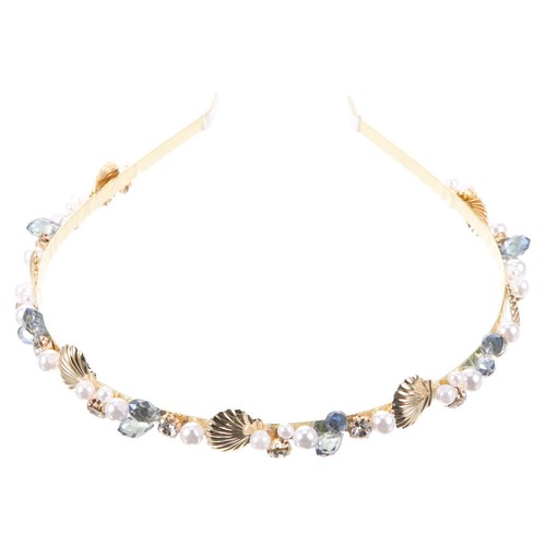 Fascia per capelli Shell Pearl accessori per donna matrimonio spiaggia miss sposa - Foto 9 di 12