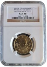 2012R Vatican 50C Coin Round Pope Benedict XVI GEM BU NGC Vatican City