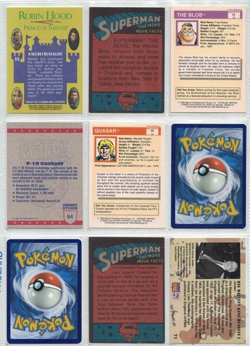Non-Sport Trading Card Lot - Superman, Marvel, Robin Hood (9 Trading Cards) NS2 - Picture 2 of 2