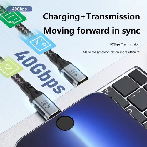 USB Type C to Type C Thunderbolt 4 Data Tran 40Gbps Cable 240W PD Quick Charging - Picture 1 of 8