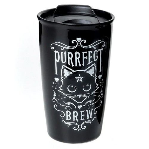 Alchemy Gothic Ceramic Travel Coffee Mug Witches Purrfect Brew Gothee Cat Ouija - 第 7/15 張圖片