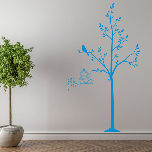 Tree with Bird Cage Decal Wall Sticker - Picture 3 of 8