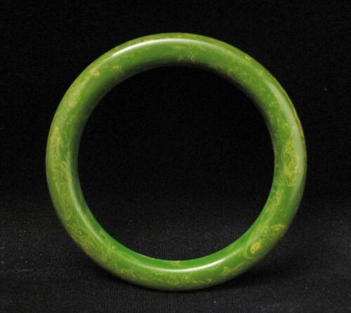 GENUINO BRAZALETE BAQUELITA VERDE Y AMARILLO MARMOLEADO ART DECO VINTAGE - Imagen 2 de 8