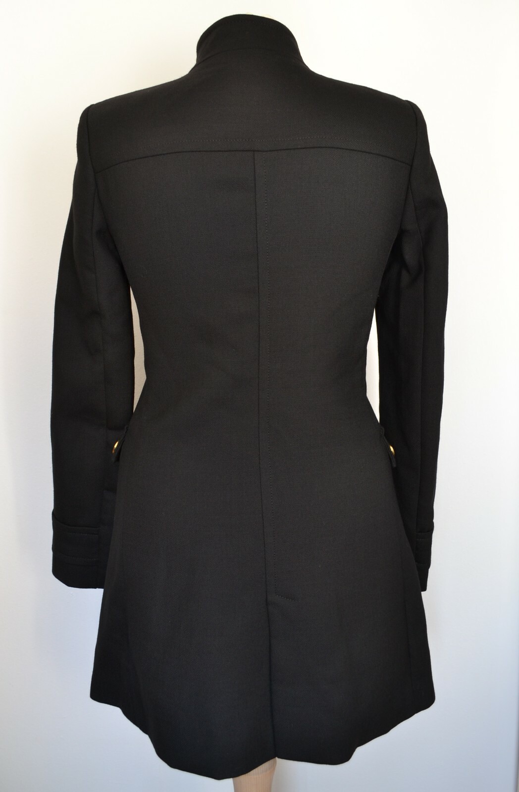 ZARA NEW BLACK MILITARY STYLE COAT JACKET GOLD BUTTONS SIZE XS REF