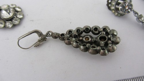 Lot Broche Strass Pierres , Bijoux Vintage , boucle dormeuses , broches .(6). - Picture 11 of 14