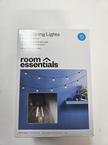Room Essentials LED String Lights Weather Resistant 10 Lights Shatter Resistant - Picture 1 of 3